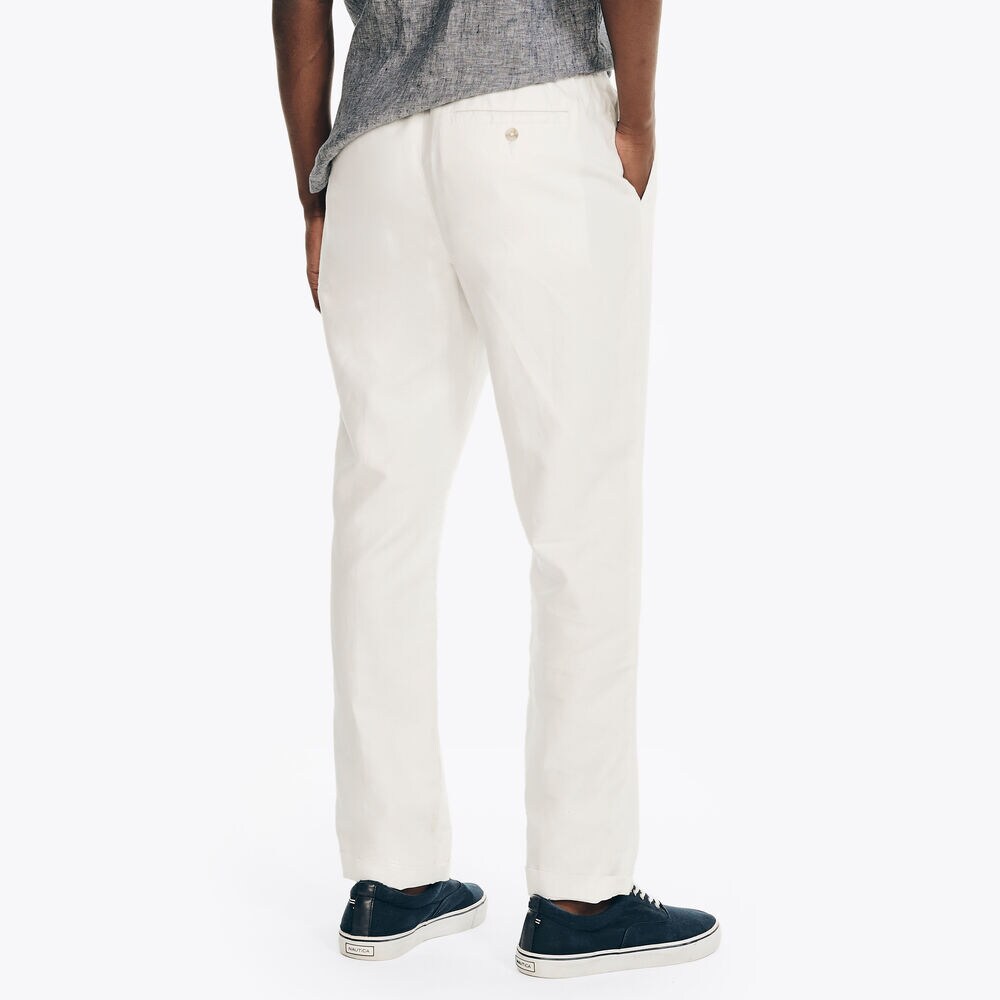 CLASSIC FIT LINEN PULL-ON PANT,Bright White,large