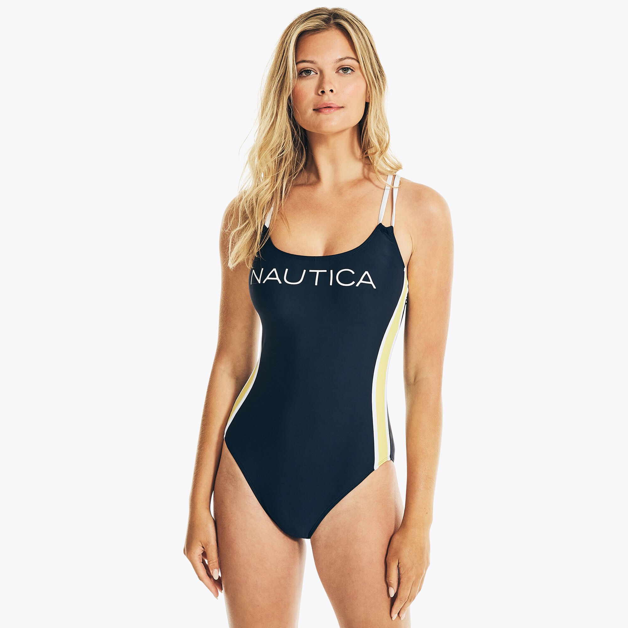 COLORBLOCK CROSS BACK ONE-PIECE SWIM,Star Turquoise,large