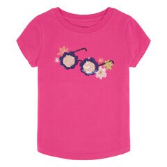 LITTLE GIRLS' FLOWER SUNGLASSES T-SHIRT (4-7),Tugboat Red,large