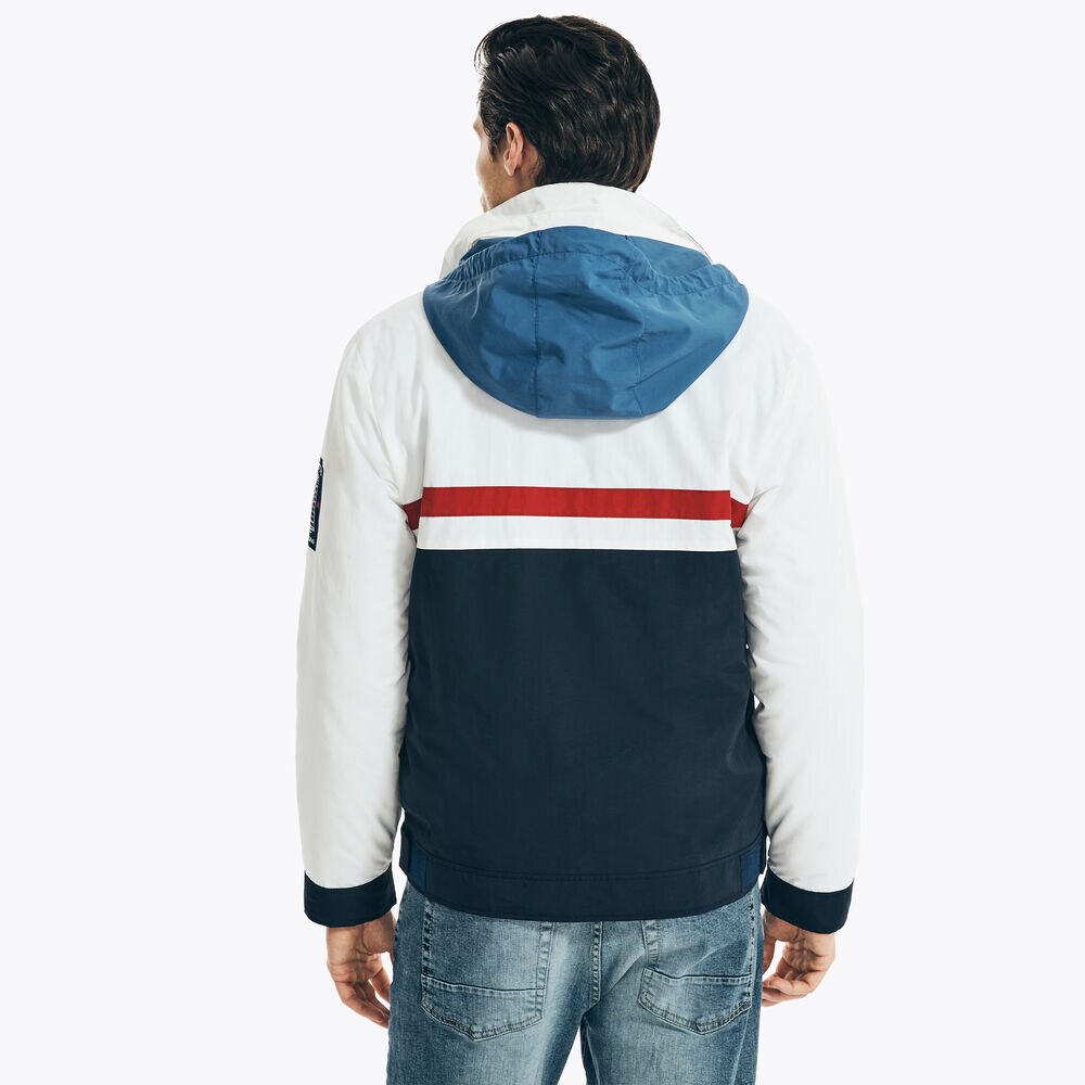 LIGHTWEIGHT COLORBLOCK WINDBREAKER JACKET,Sail White,large