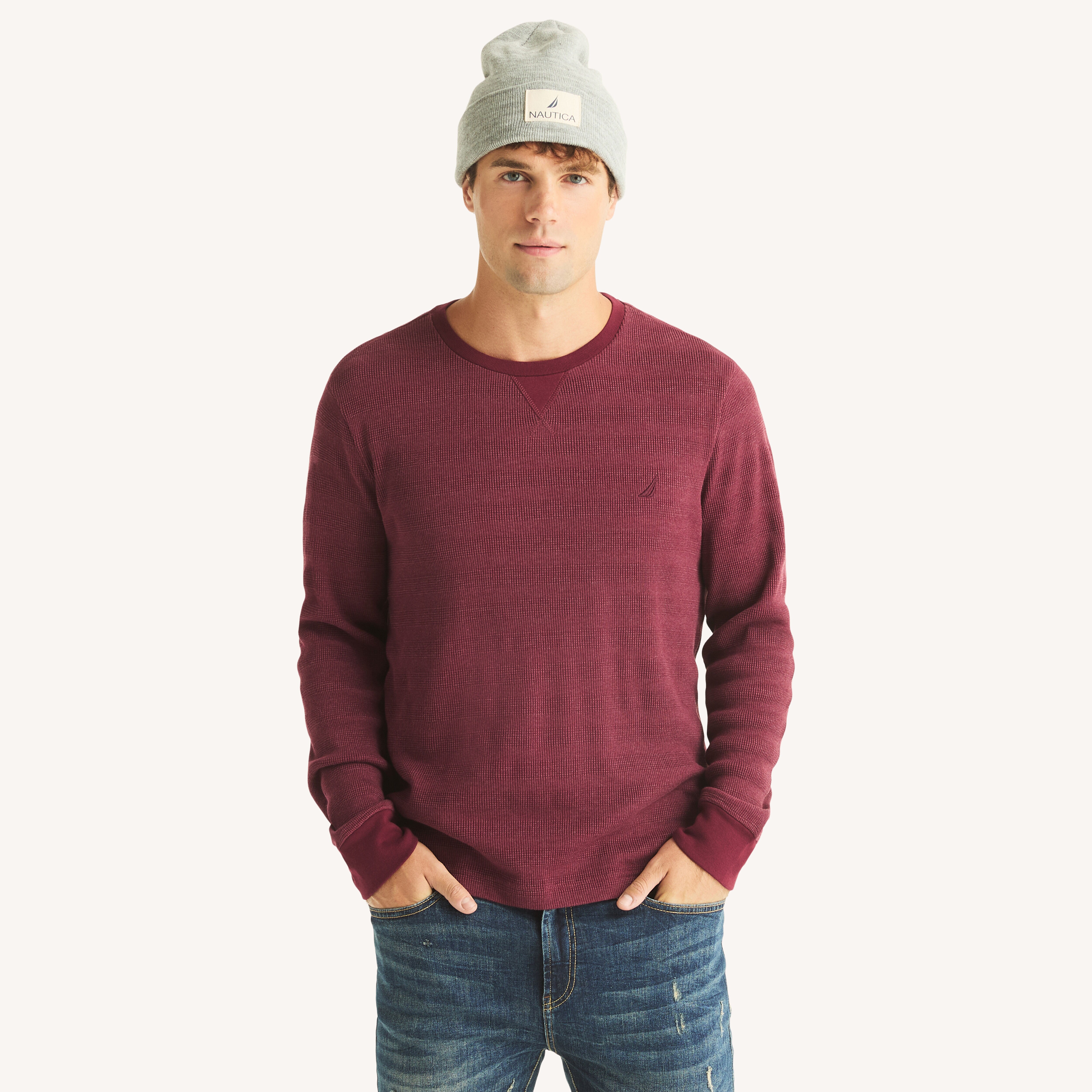 Waffle Knit Crewneck Sweatshirt | Nautica