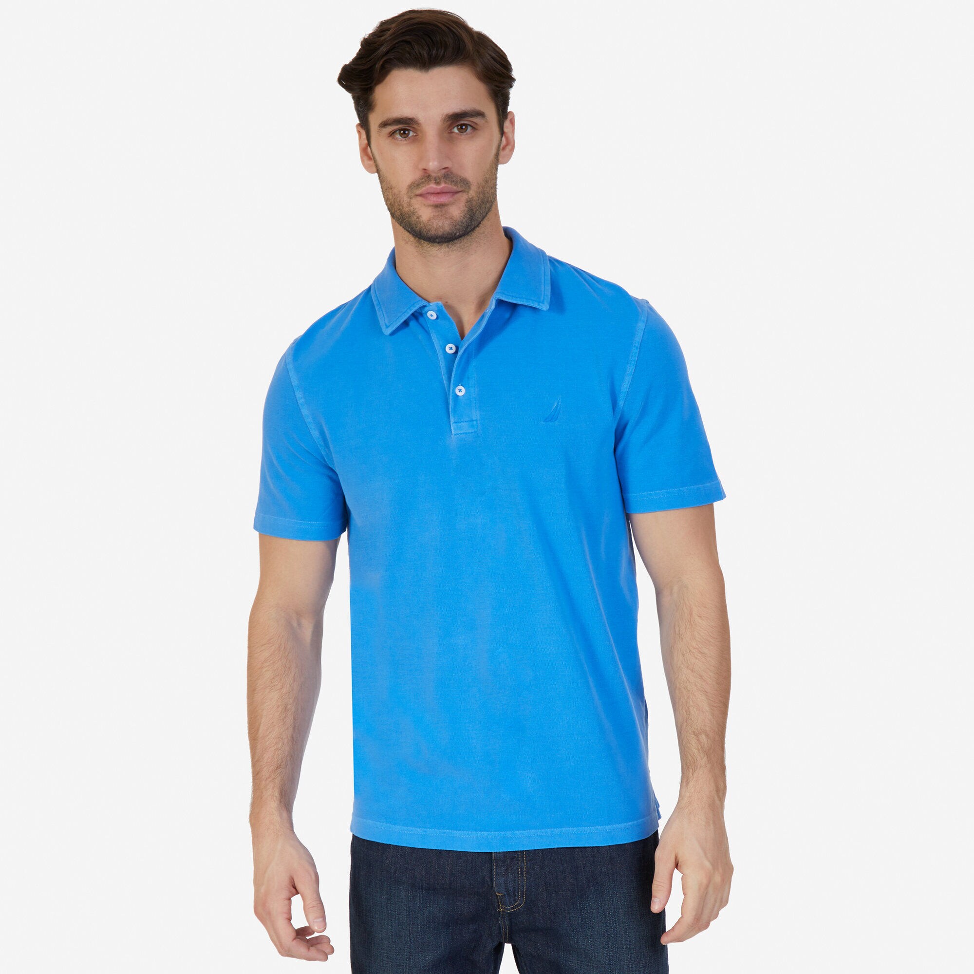 Classic Fit Pique Polo Shirt,Clear Sky Blue,large