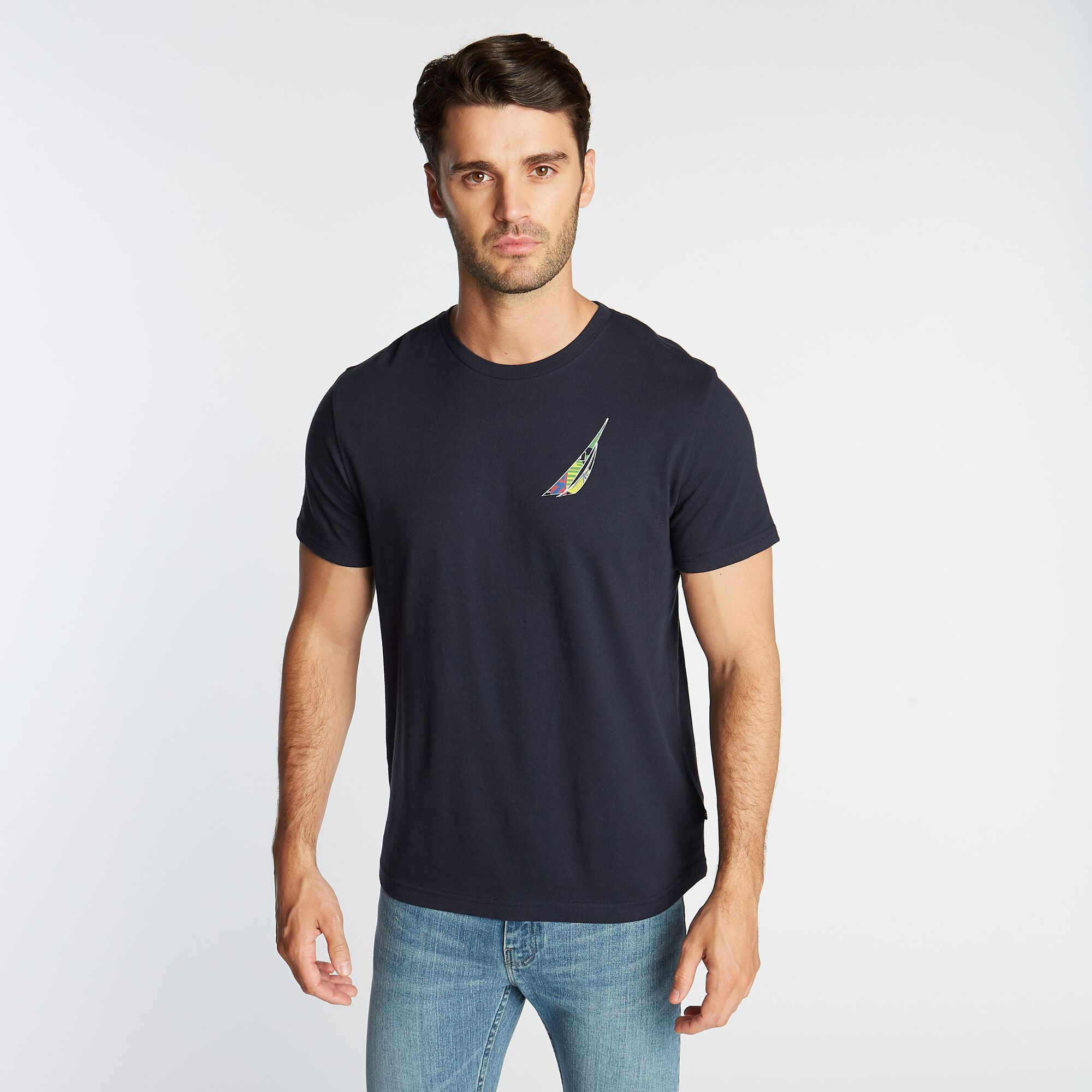 BIG & TALL MIXED PRINT GRAPHIC T-SHIRT,Navy,large