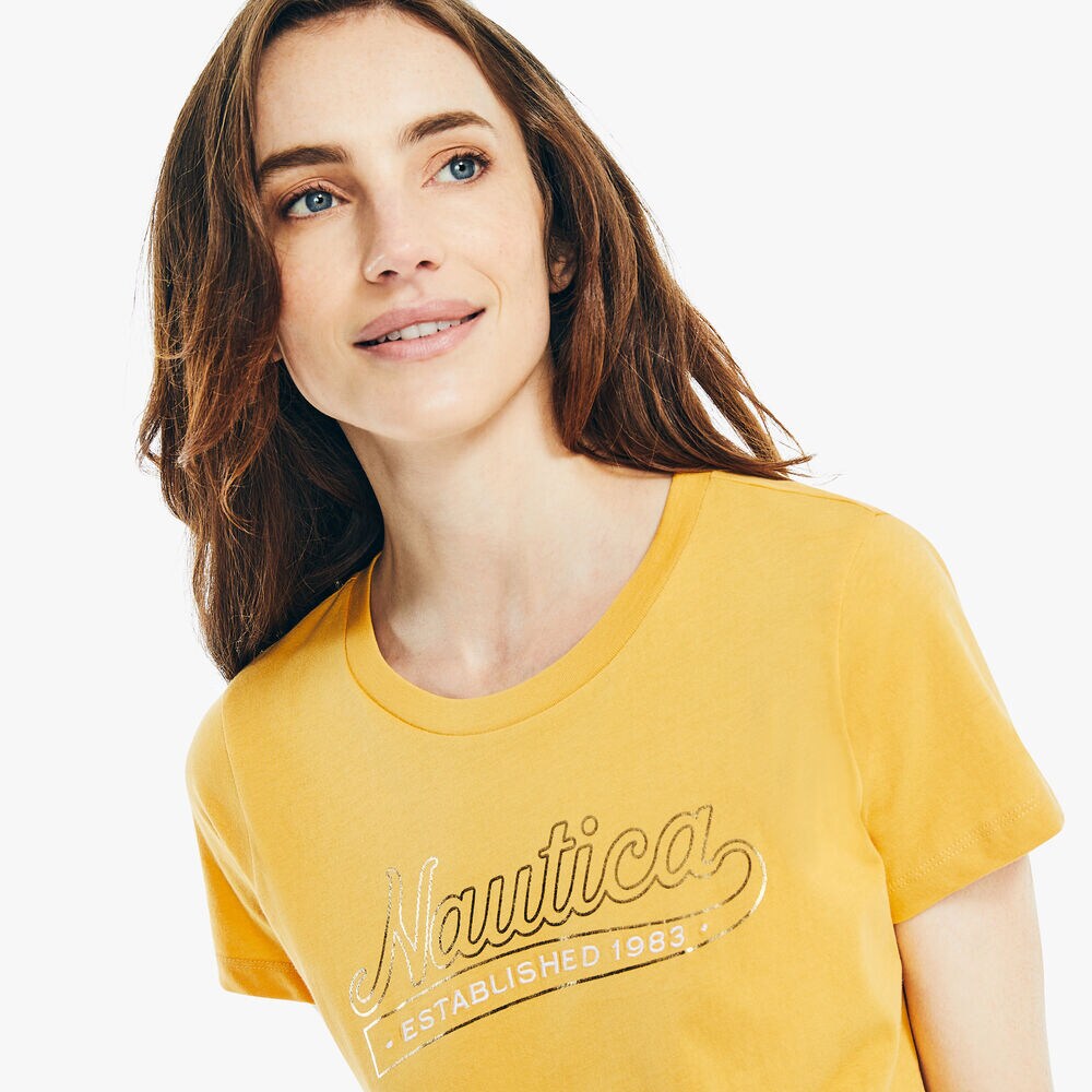 FOIL LOGO GRAPHIC T-SHIRT,Golden Apricot,large