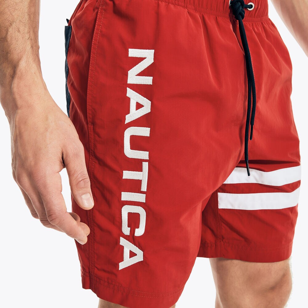 8" LOGO STRIPE QUICK-DRY SWIM,Nautica Red,large