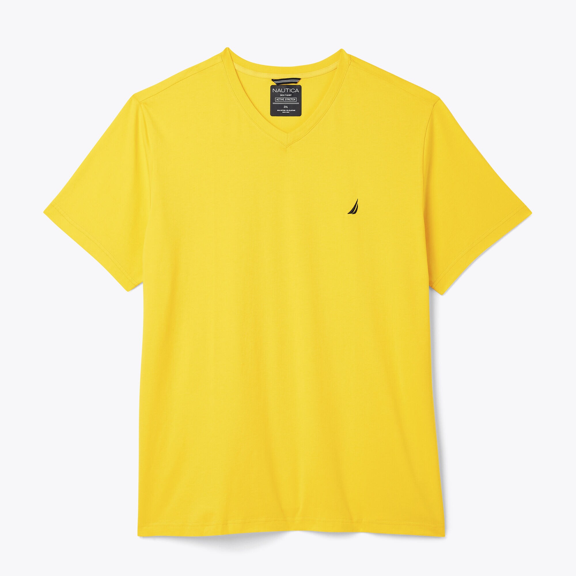 Big & Tall V-Neck Deck T-Shirt,Marigold,large