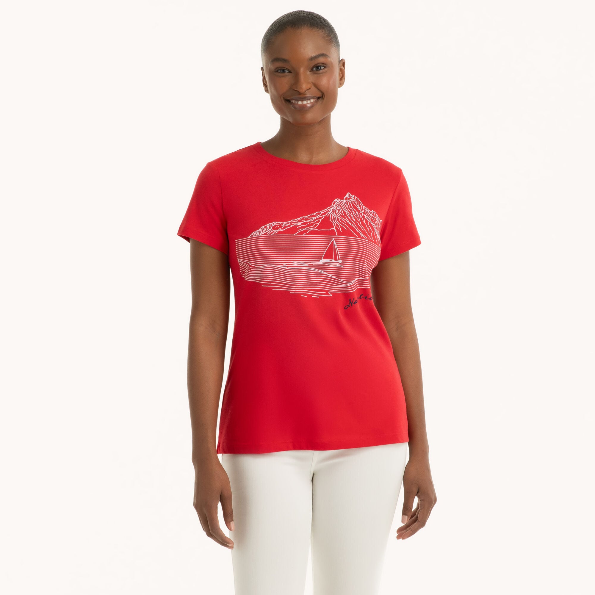 Scandinavian Sailing Graphic T-Shirt,Tomales Red,large