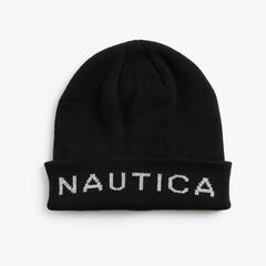 LOGO KNIT HAT ,Seal Grey,large