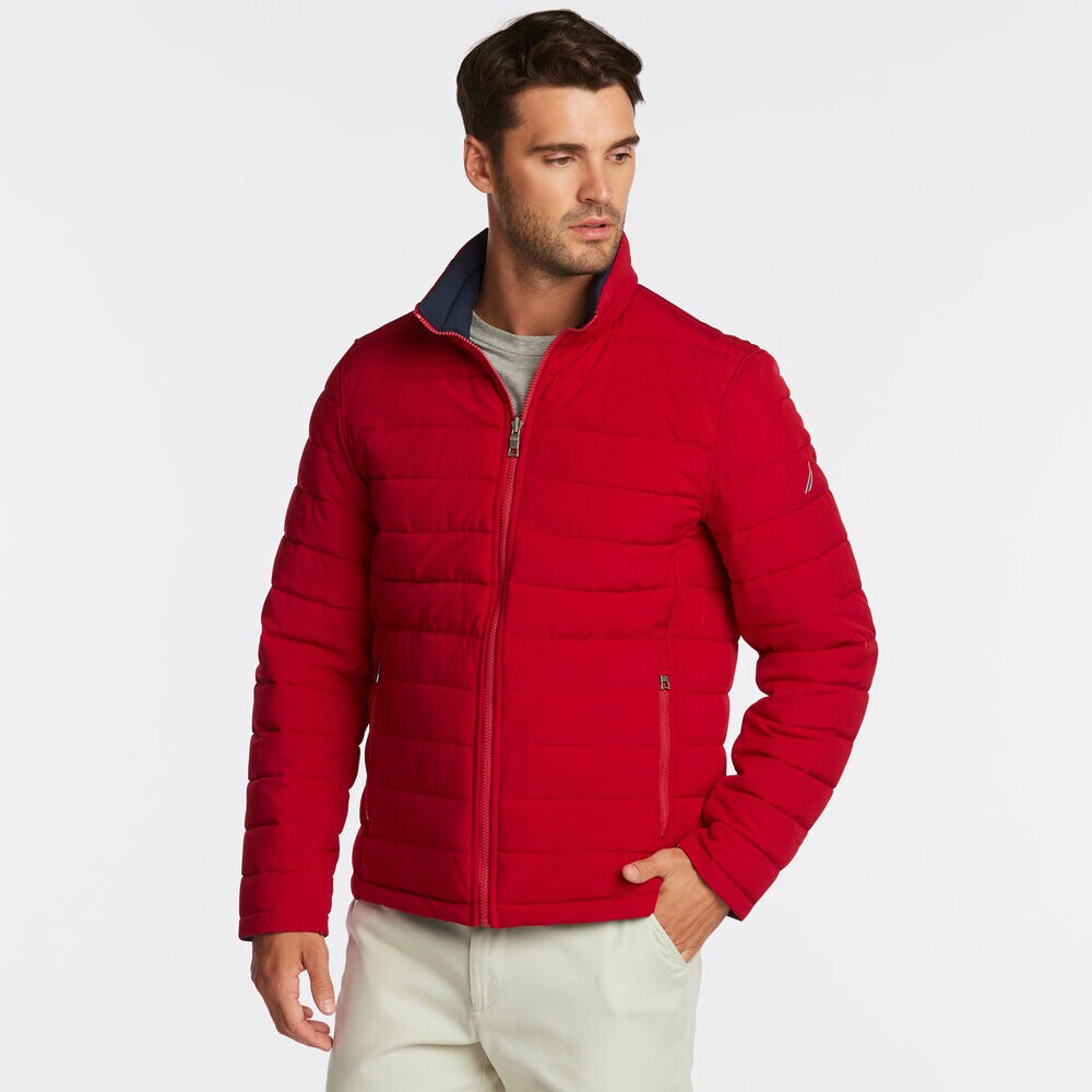 STRETCH REVERSIBLE PUFFER,Nautica Red/Orange,large