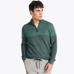 Navtech Striped Quarter-Zip Sweater,Sage,large
