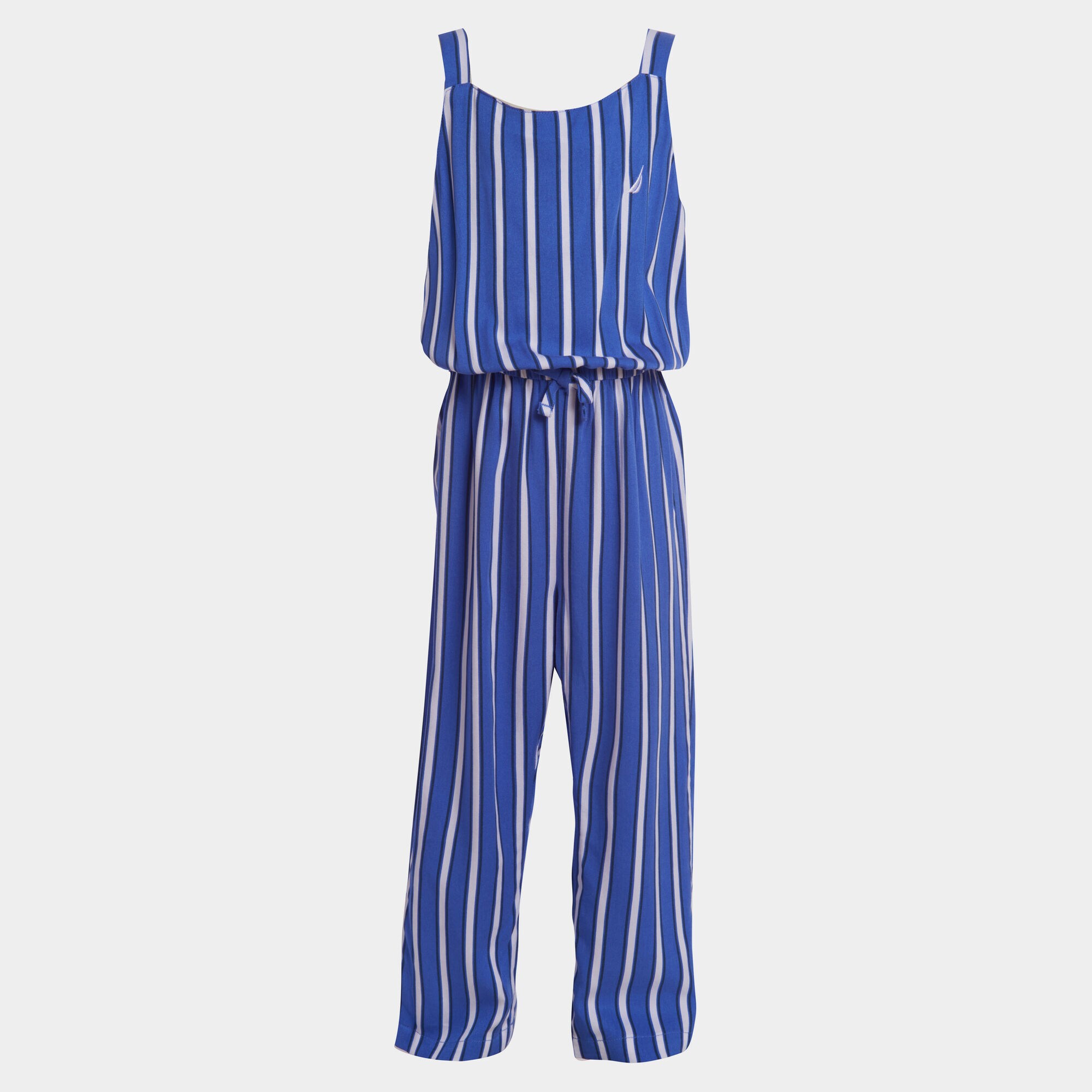 LITTLE GIRLS' STRIPE WOVEN JUMPSUIT (4-7),South Beach Aqua,large