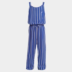GIRLS' STRIPE WOVEN JUMPSUIT (8-20),South Beach Aqua,large