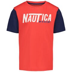 BOYS' NAUTICA MESH LOGO T-SHIRT (8-20),Firey Red,large