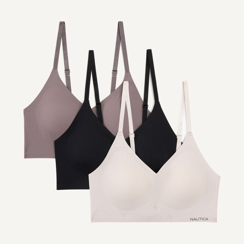 Gel Ribbed Bra, 3-Pack,Pale Blue,large