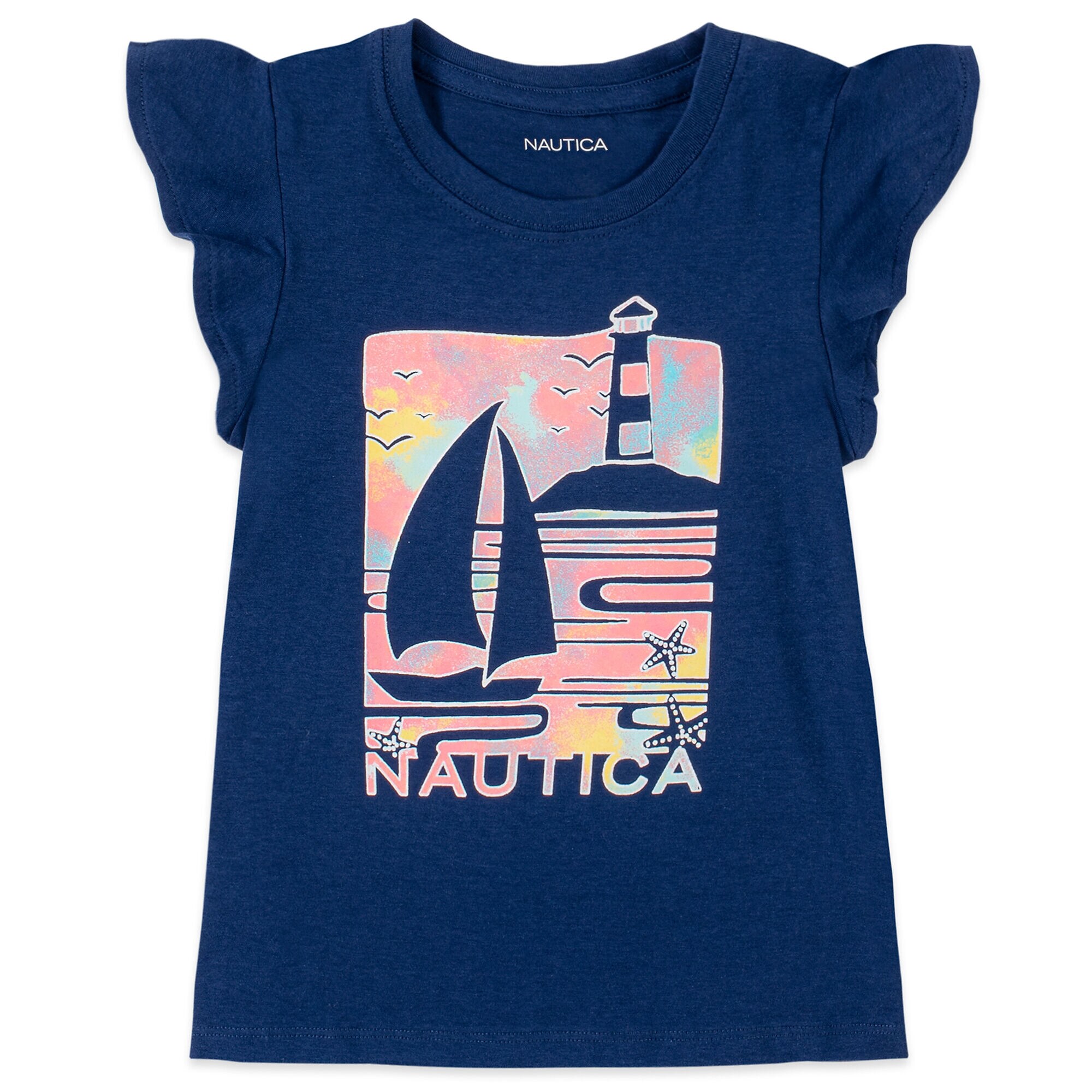 TODDLER GIRLS' TIE-DYE FOIL GRAPHIC T-SHIRT (2T-4T),Aqua Isle,large