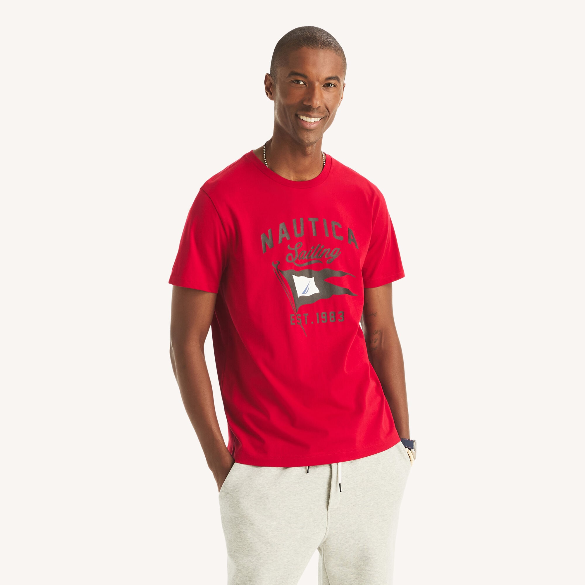 Sailing Graphic T-Shirt,Nautica Red,large