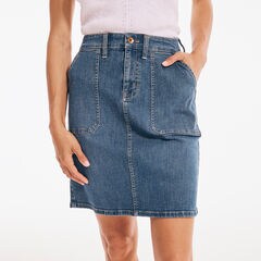 NAUTICA JEANS CO. TRUE FLEX UTILITY DENIM SKIRT,Classic Hookline Wash,large