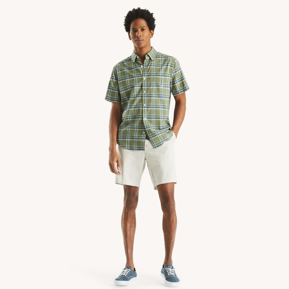 Plaid Short-Sleeve Shirt,Everglades Green,large