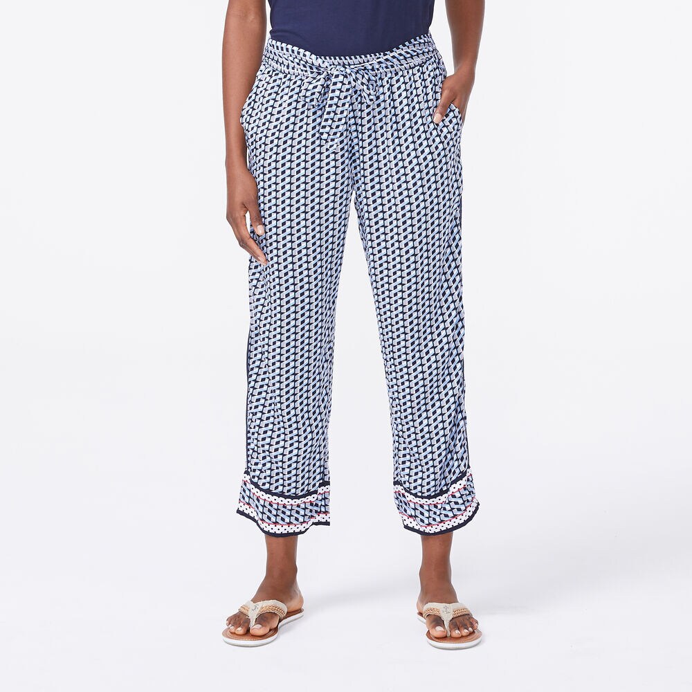 COLORBLOCK GEO PRINT PANTS,Bolt Blue,large