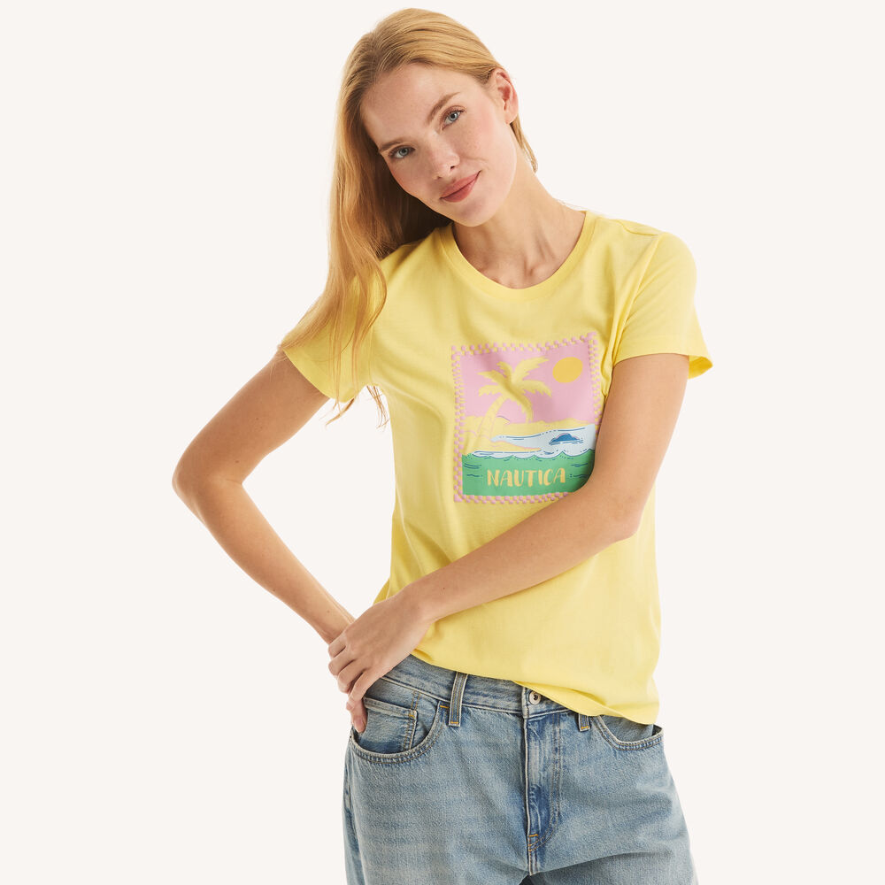 Logo Stamp Puff Graphic T-Shirt,Sunshine,large