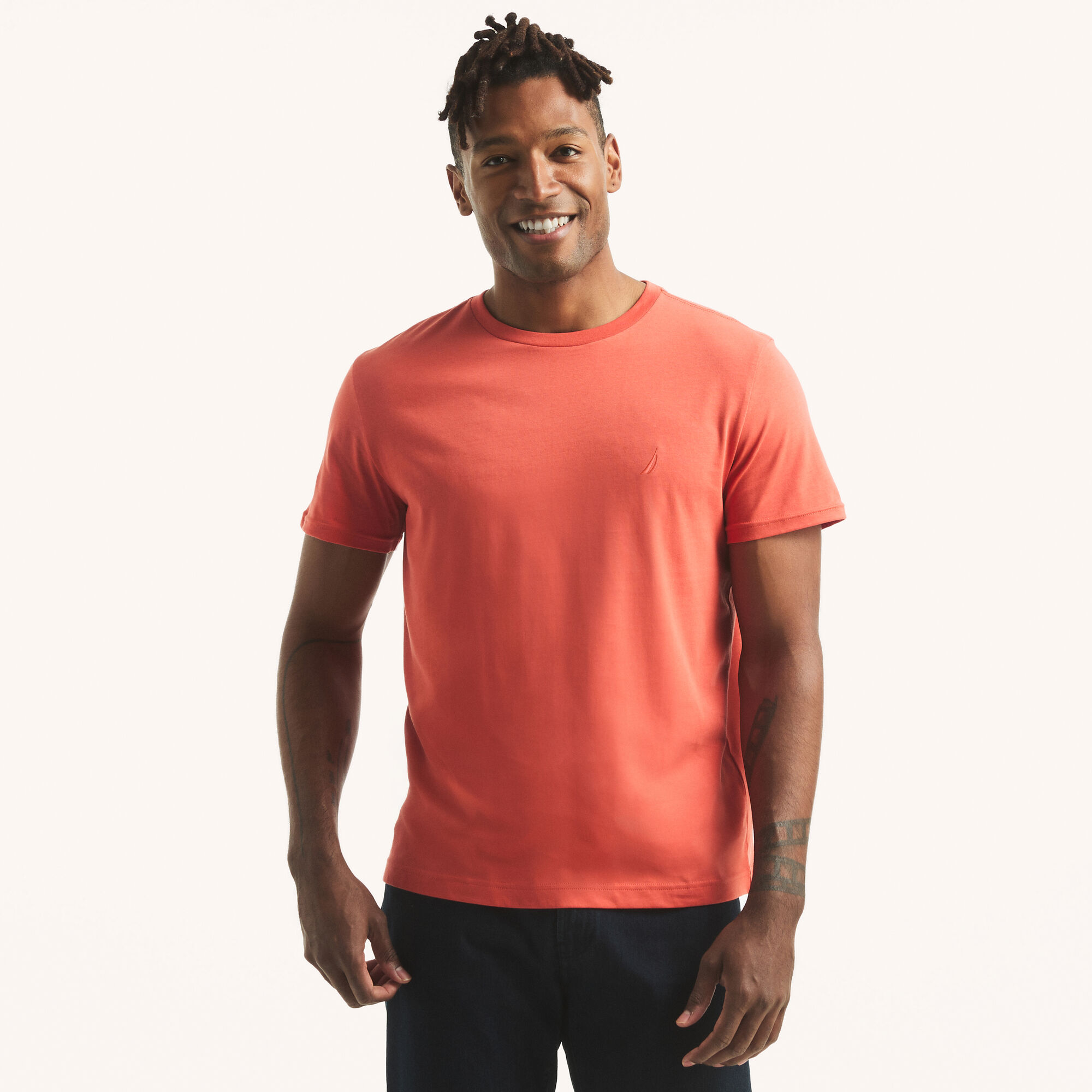 Crewneck Deck T-Shirt,Cayenne,large