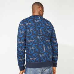 NAUTICA JEANS CO. PRINTED LOGO SWEATSHIRT,Navy,large