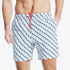6" SUSTAINABLY CRAFTED GEOMETRIC FISH PRINT SWIM,Bright White,large
