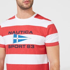 STRIPED GRAPHIC T-SHIRT,Bright White,large