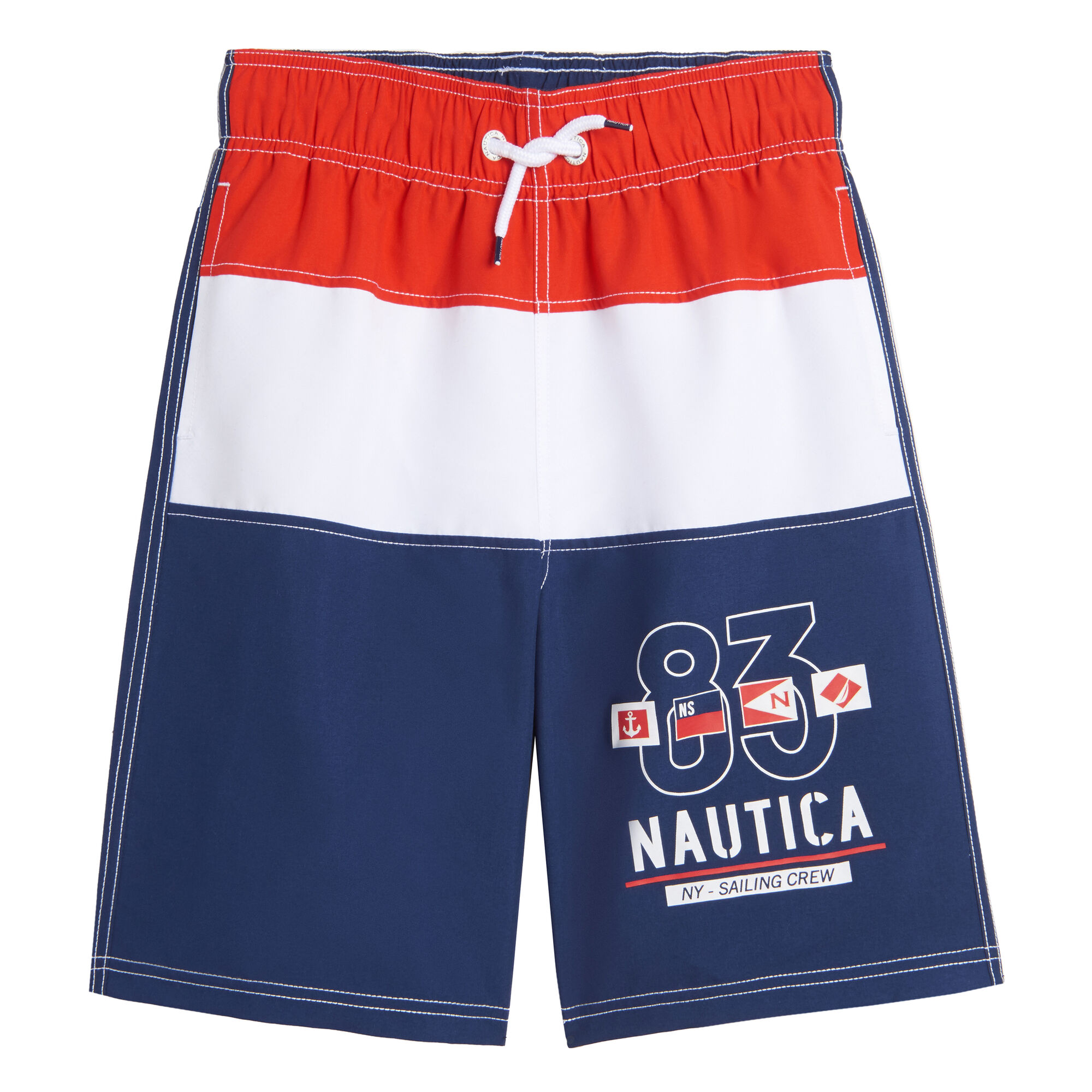 BOYS' COLORBLOCK 83 LOGO SWIM SHORT (8-20),Hibiscus,large