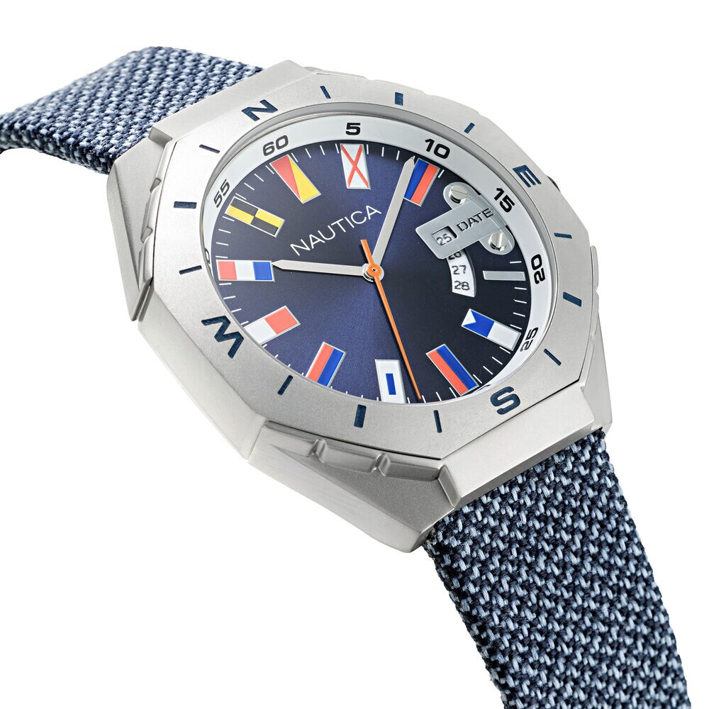 NAUTICA LOVES THE OCEAN SUSTAINABLE FLAG-EMBELLISHED WATCH,Multi,large