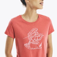 SUSTAINABLY CRAFTED LOBSTER GRAPHIC T-SHIRT,Sailor Red,large