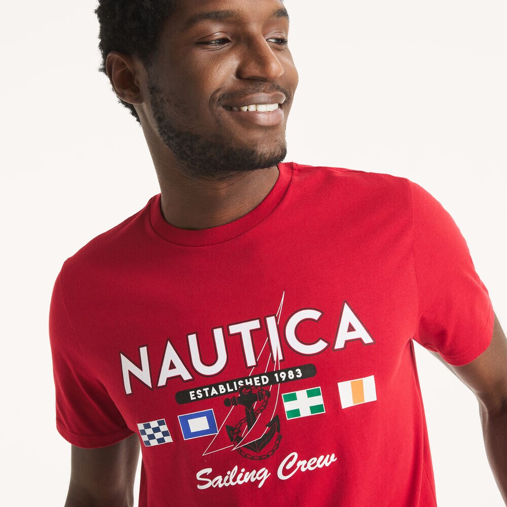 Sailing Crew Graphic T-Shirt,Nautica Red,large