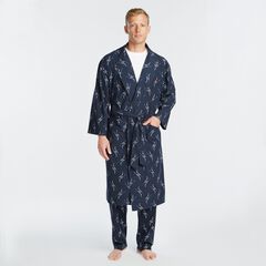 HOCKEY STICK PRINT KNIT ROBE,Navy,large