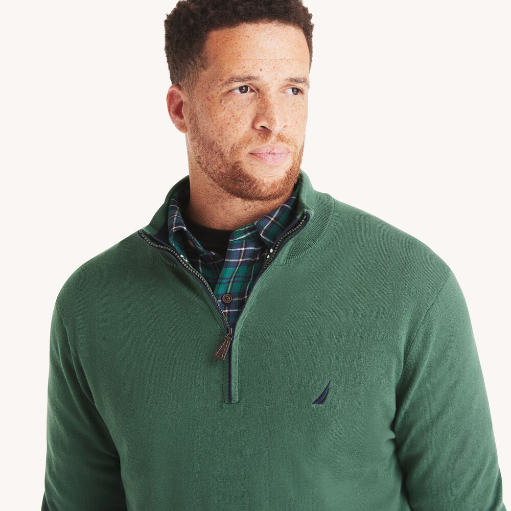 Big & Tall Navtech Quarter-Zip Sweater,Rain Forest Green,large