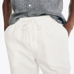 CLASSIC FIT LINEN PULL-ON PANT,Bright White,large