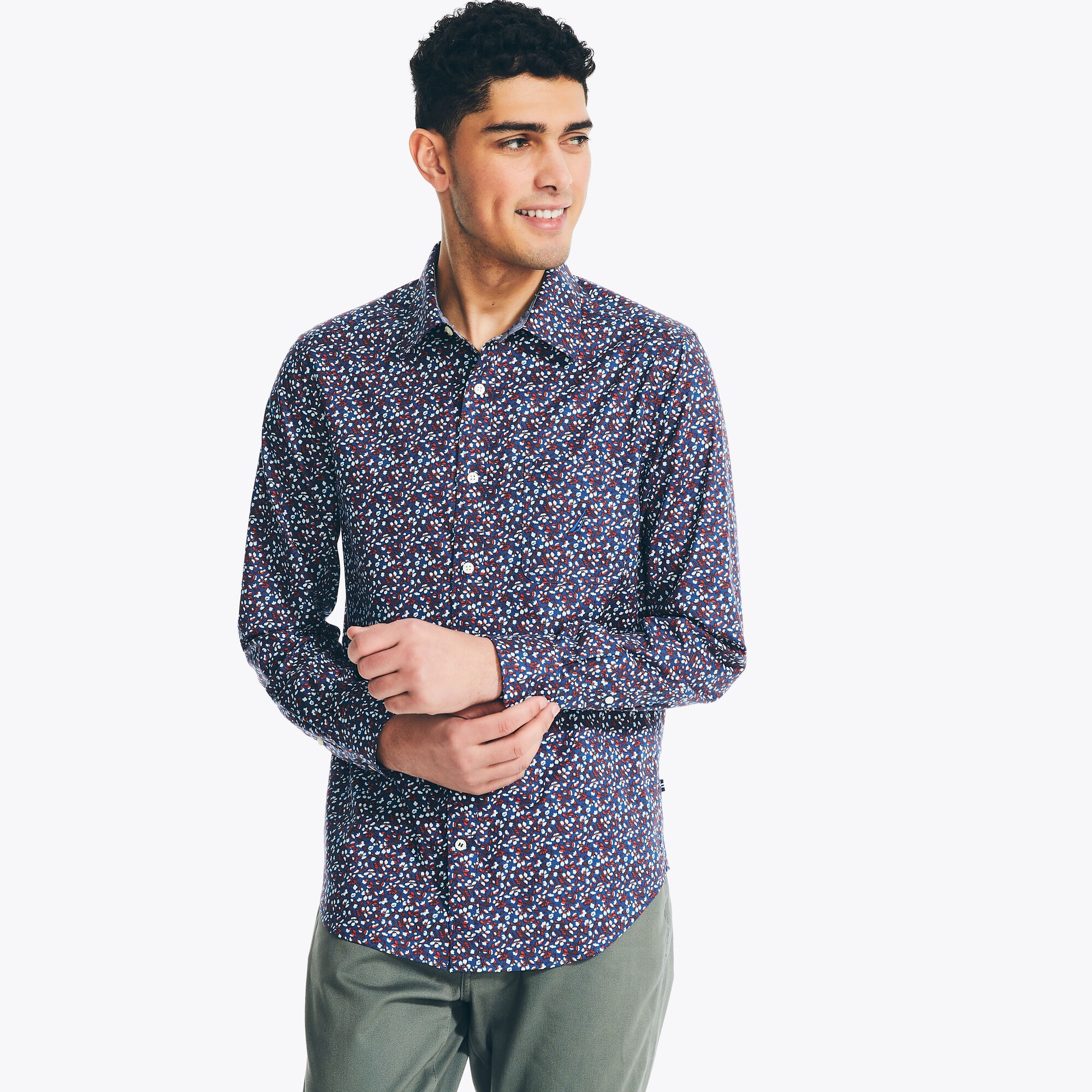 Printed Shirt,Estate Blue,large