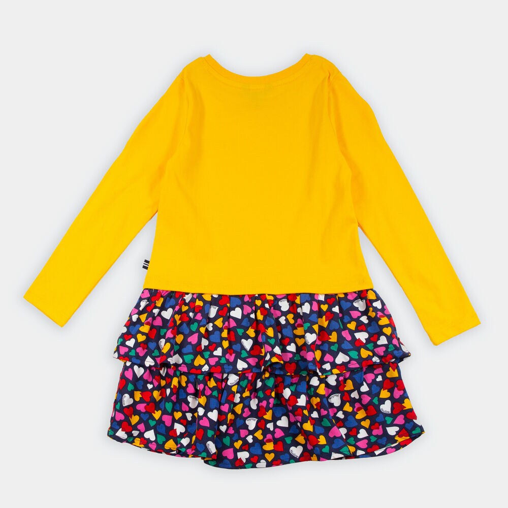 LITTLE GIRLS' HEART PRINT SKIRT DRESS (4-7),Gold,large
