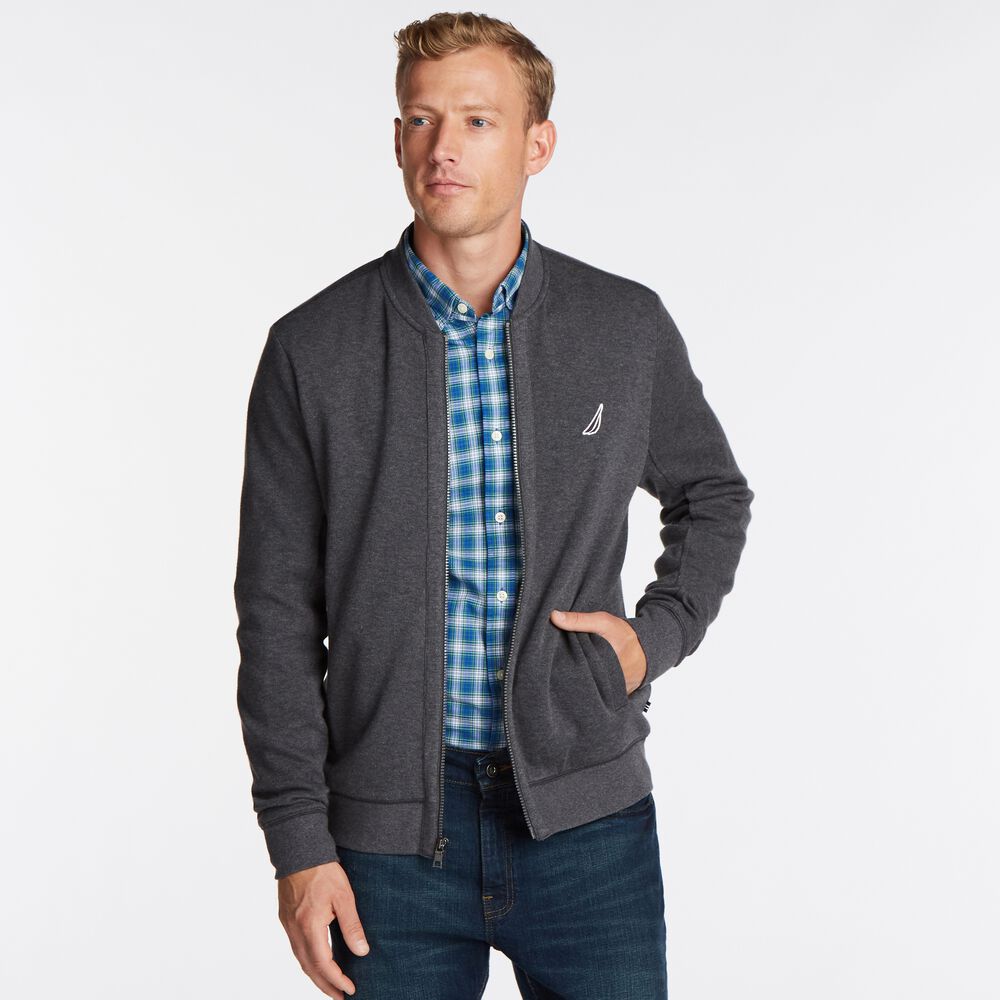 BRAND ICON BOMBER JACKET,Charcoal Heather,large