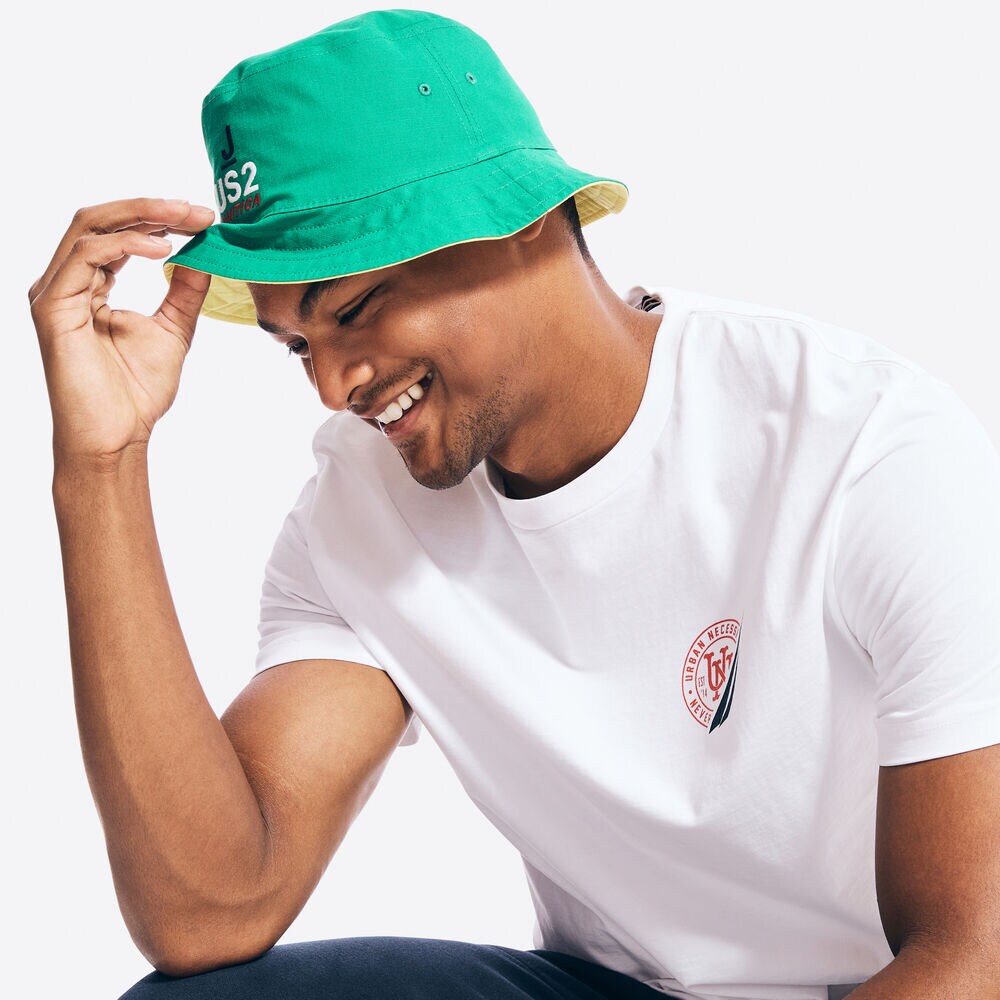 NAUTICA X URBAN NECESSITIES REVERSIBLE BUCKET HAT,Golden Apricot,large