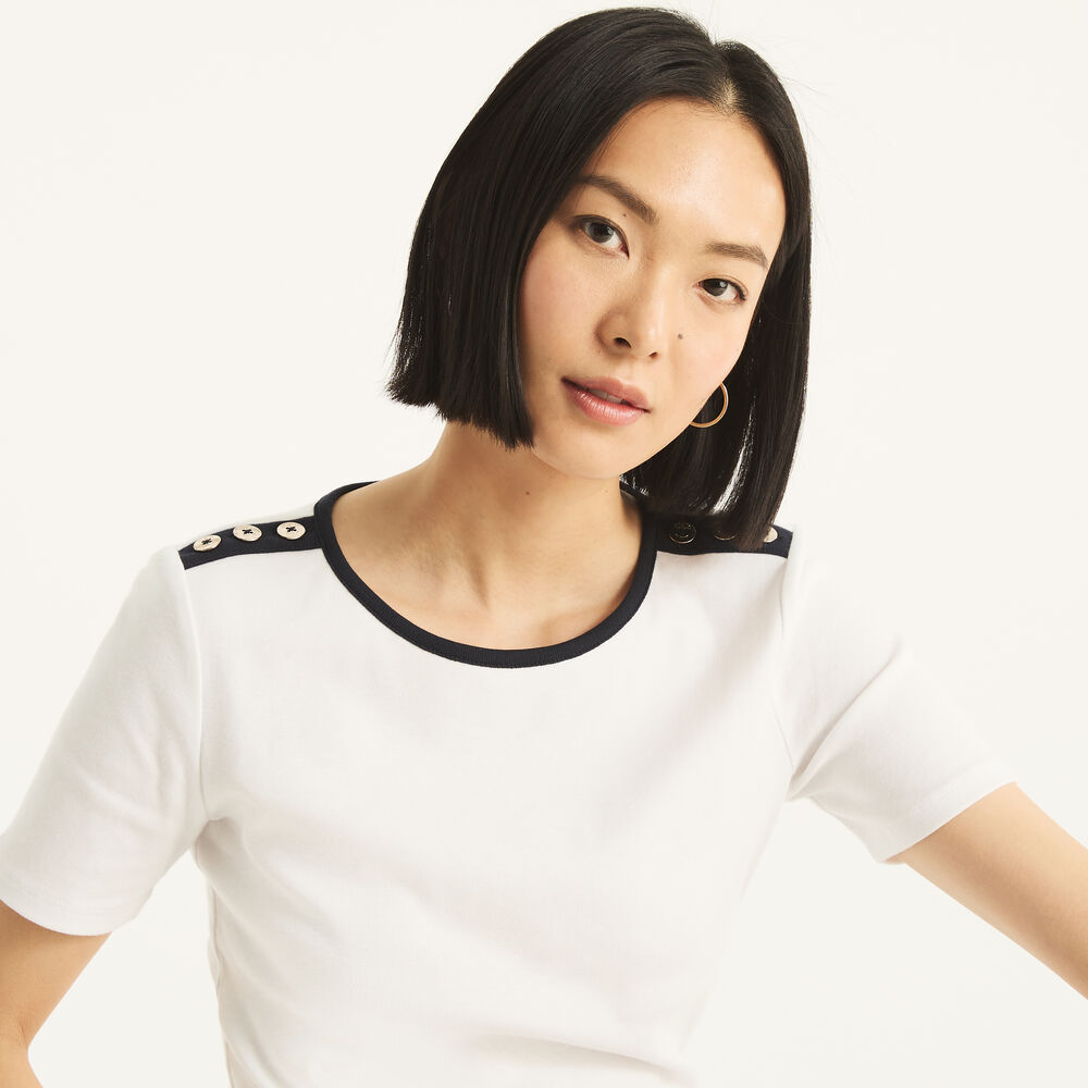 Solid Crewneck Top,Bright White,large