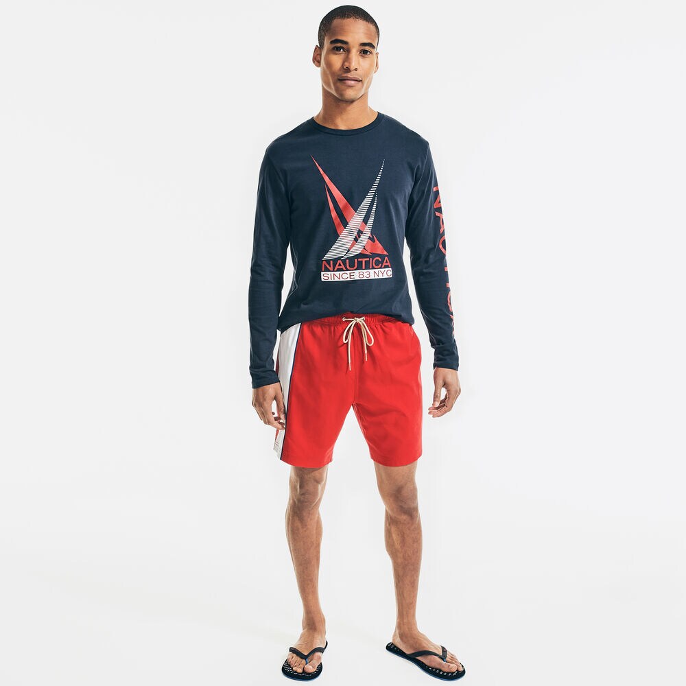 8" NAVTECH SUSTAINABLY CRAFTED SIDE-STRIPE SWIM,Nautica Red,large