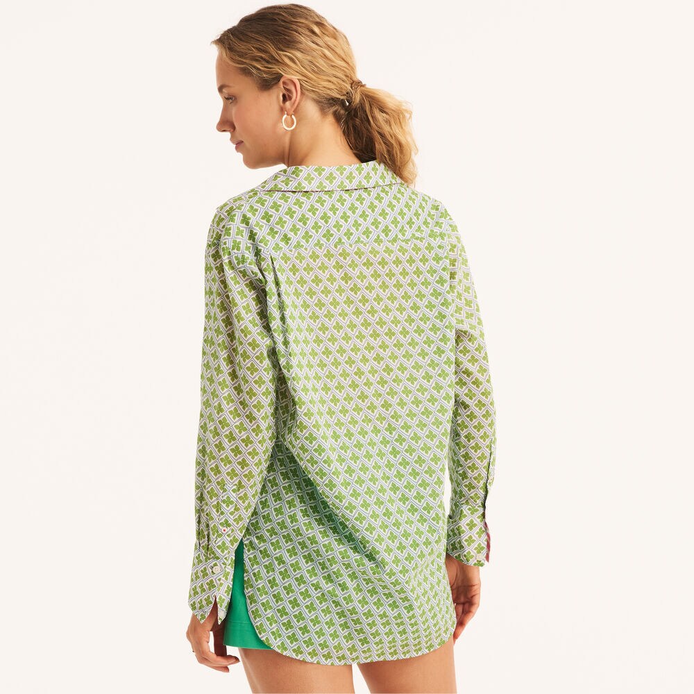 Printed Button-Down Shirt,Starlight Blue,large