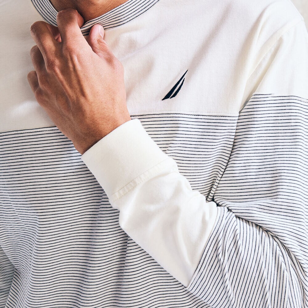 STRIPED LONG-SLEEVE T-SHIRT,Sail Cream,large