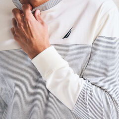 STRIPED LONG-SLEEVE T-SHIRT,Sail Cream,large