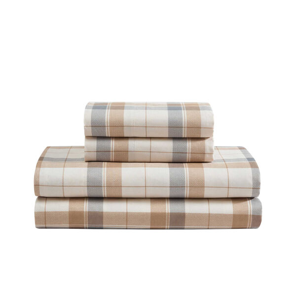 Vintage Trunk Beige Plaid Twin Sheet Set