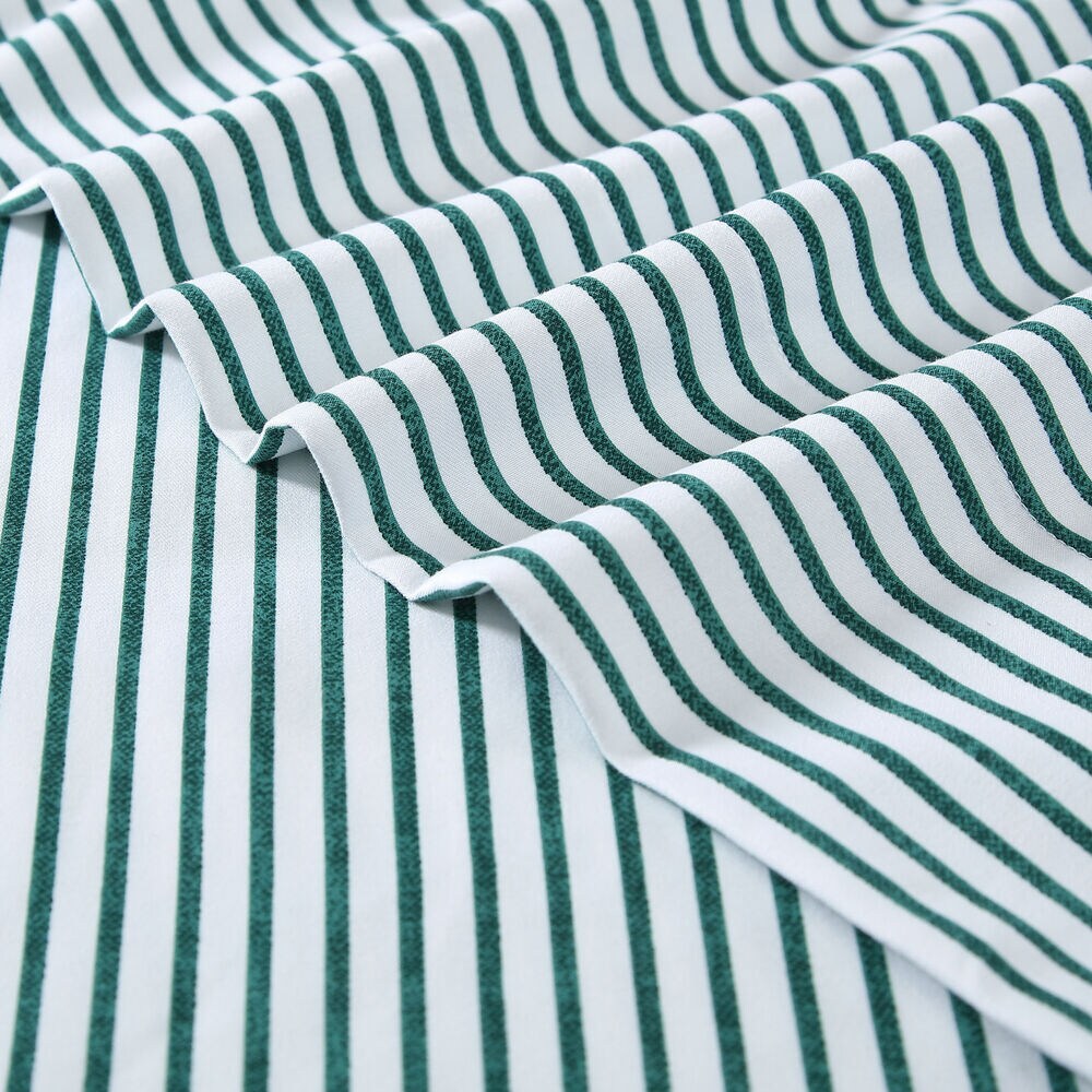Harmead Green Striped King Flannel Sheet Set,Fin Green,large
