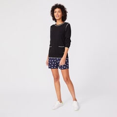 SUSTAINABLY CRAFTED CONTRAST SEAM CREWNECK SWEATER,True Black,large
