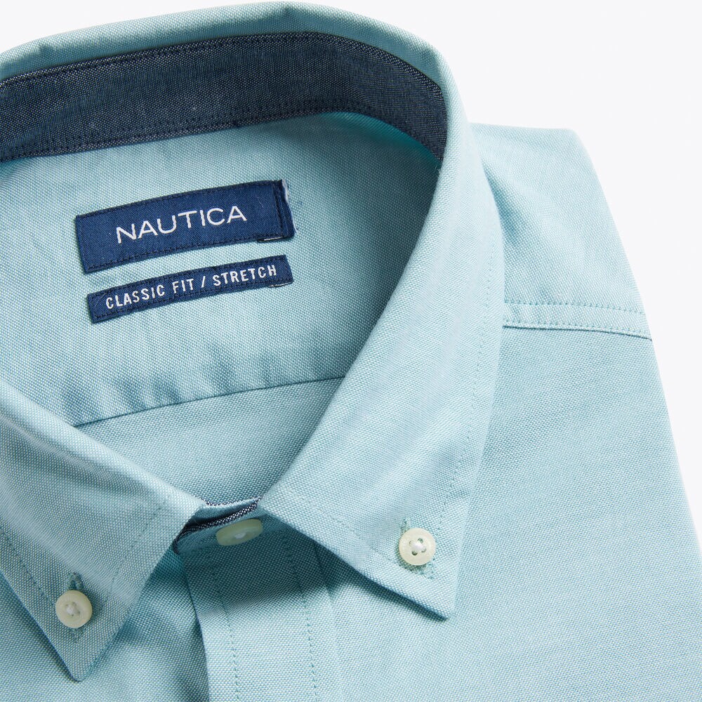 nautica vintage oxford dress shirt Nautica Green Vintage Oxford Men's Button Up Long Sleeve Shirt Size 17.5 34/35