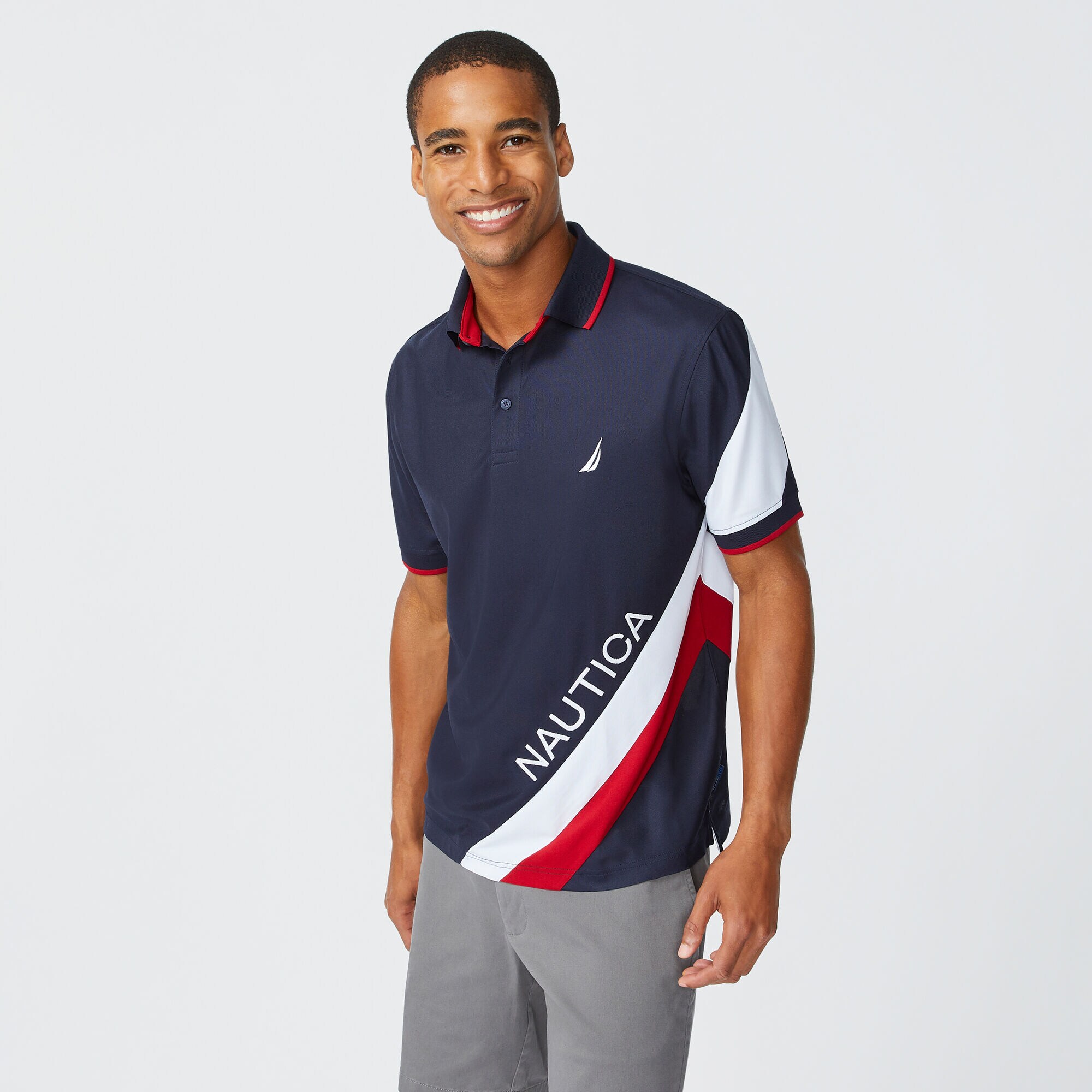 NAVTECH SUSTAINABLY CRAFTED CLASSIC FIT DIAGONAL POLO,Navy,large