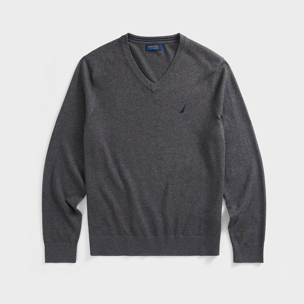 NAVTECH V-NECK SWEATER,Charcoal Heather,large